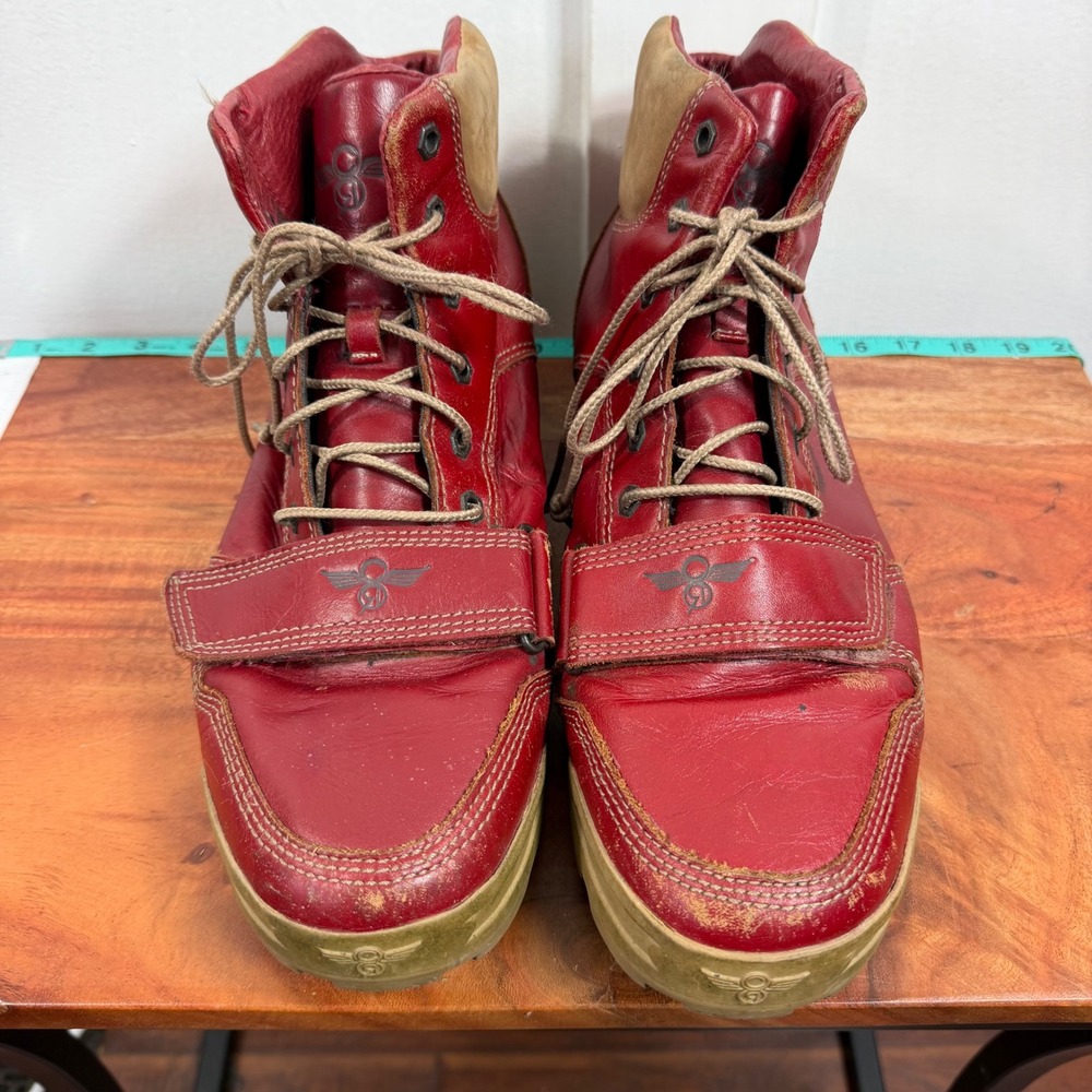 Creative Recreation Mens Red Leather High Top Boots BCR4M30 BS13 Size 12 READ